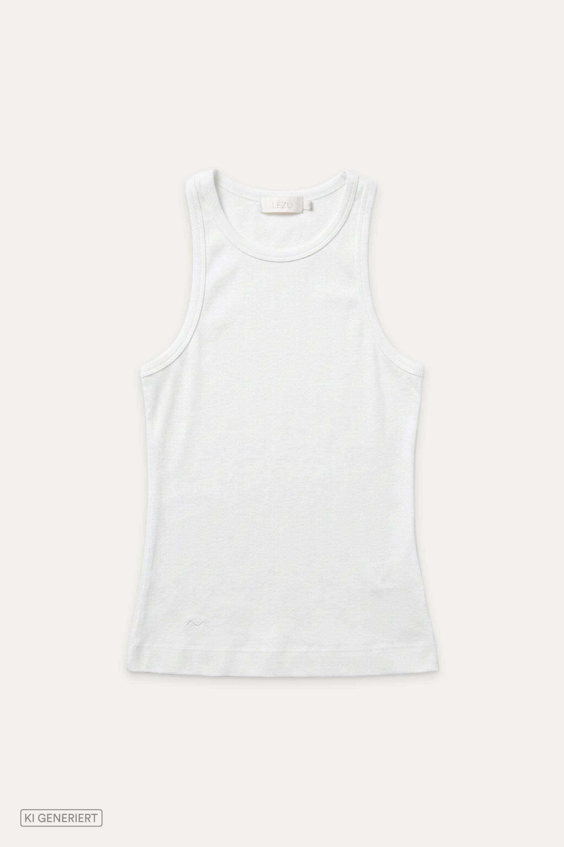 Weißes Tanktop in enger Passform, ärmellos mit Rundhalsausschnitt