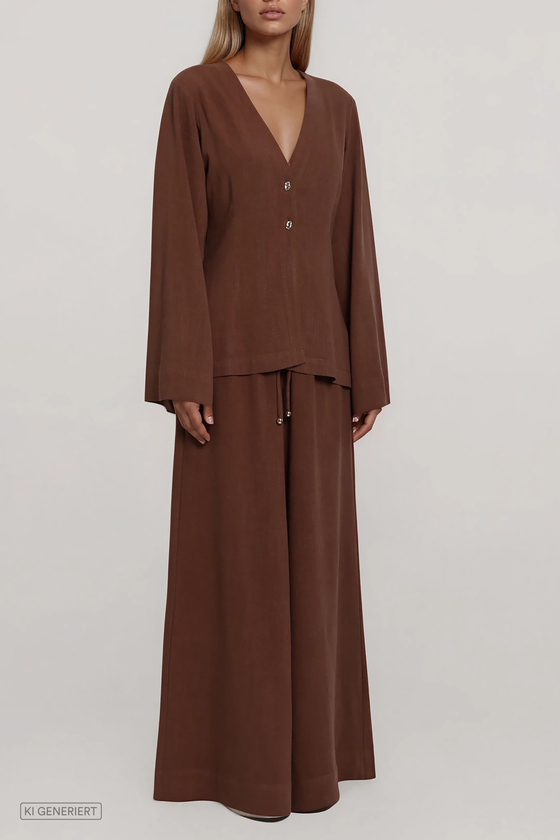 Weite Bluse in Braun mit minimalistischer Silhouette und leicht strukturierter Oberfläche