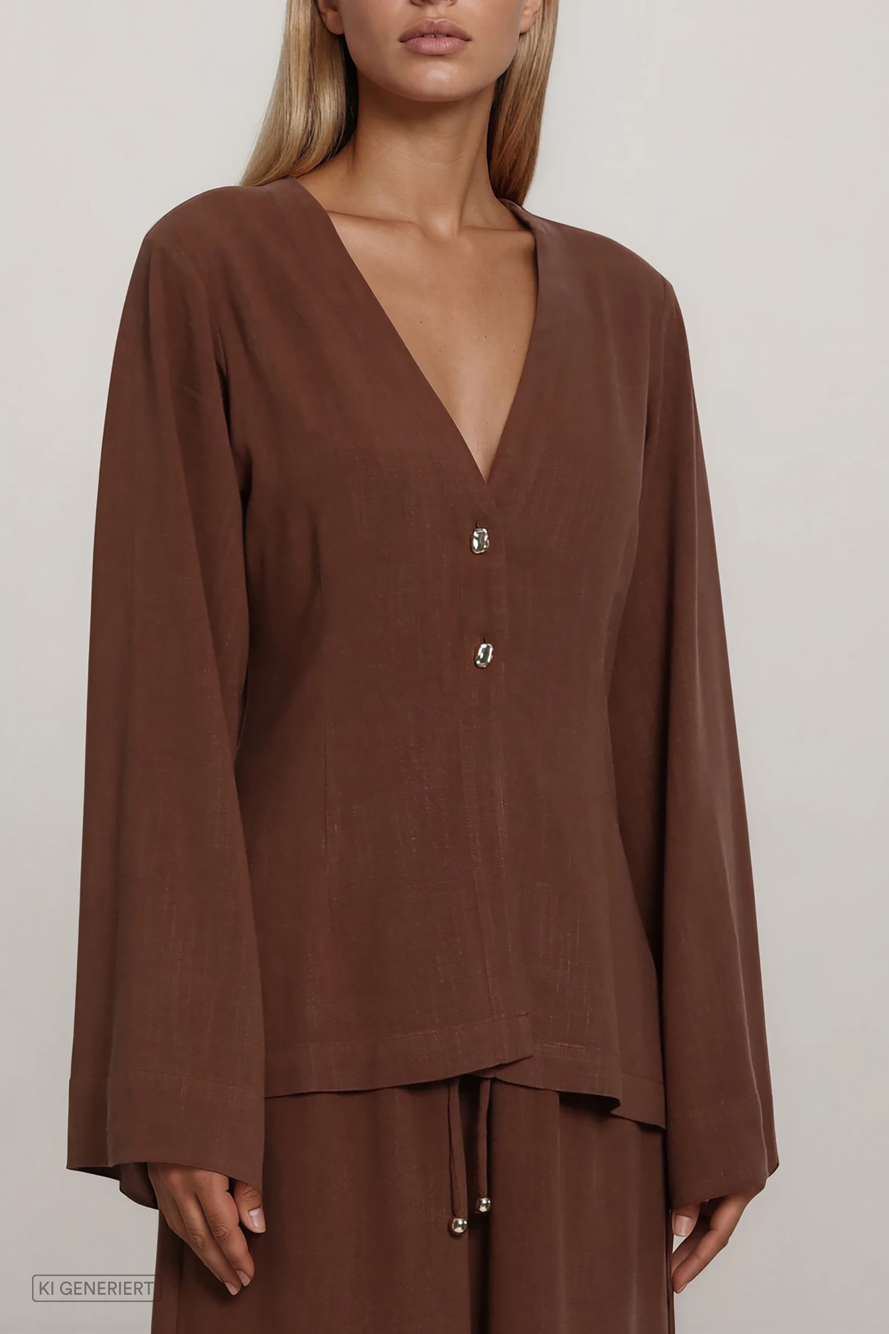 Weite Bluse in Braun mit minimalistischer Silhouette und leicht strukturierter Oberfläche