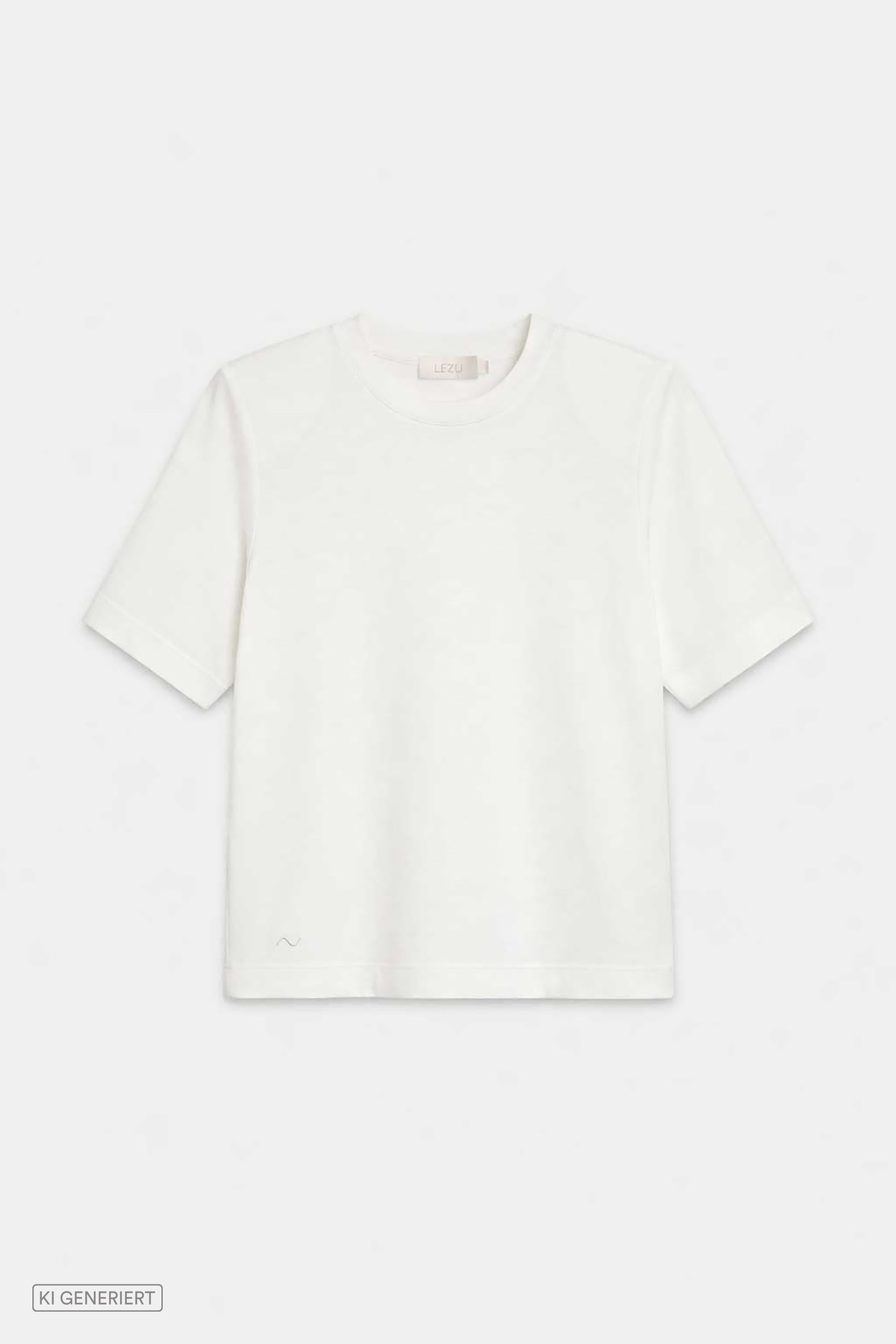 Cremefarbenes T-Shirt mit Rundhalsausschnitt und kurzen Ärmeln, gerade geschnitten, Frontansicht